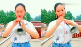 河南姑娘小唢呐演奏《九九艳阳天》超好听，经典旋律唢呐演绎不容错过